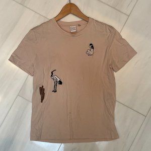 Aritzia Light Pink Tee with Embroidered Patches